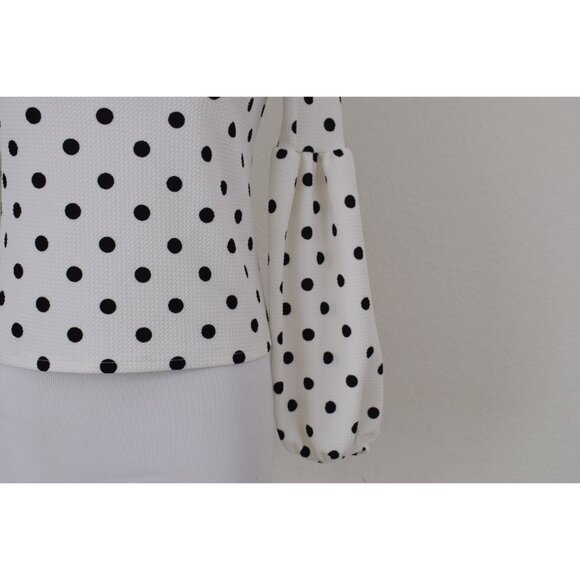 Vintage 00s Poly/Spandex Polka Dot shirt | size medium - Picture 4 of 10